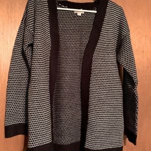 Black and White Open Front Cardigan